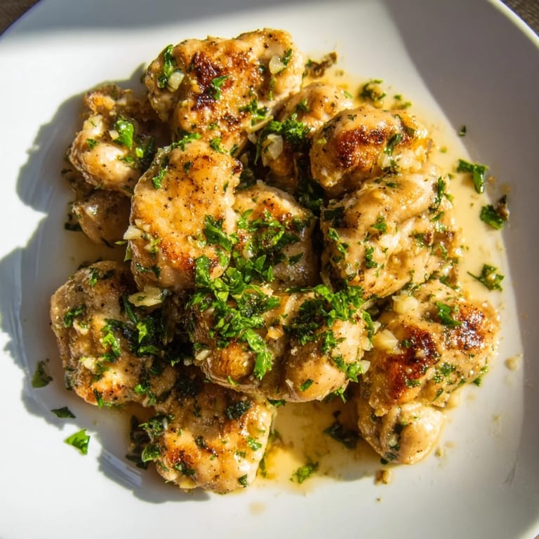 Tender chicken pieces coated in a flavorful garlic butter sauce, a fantastic weeknight meal.