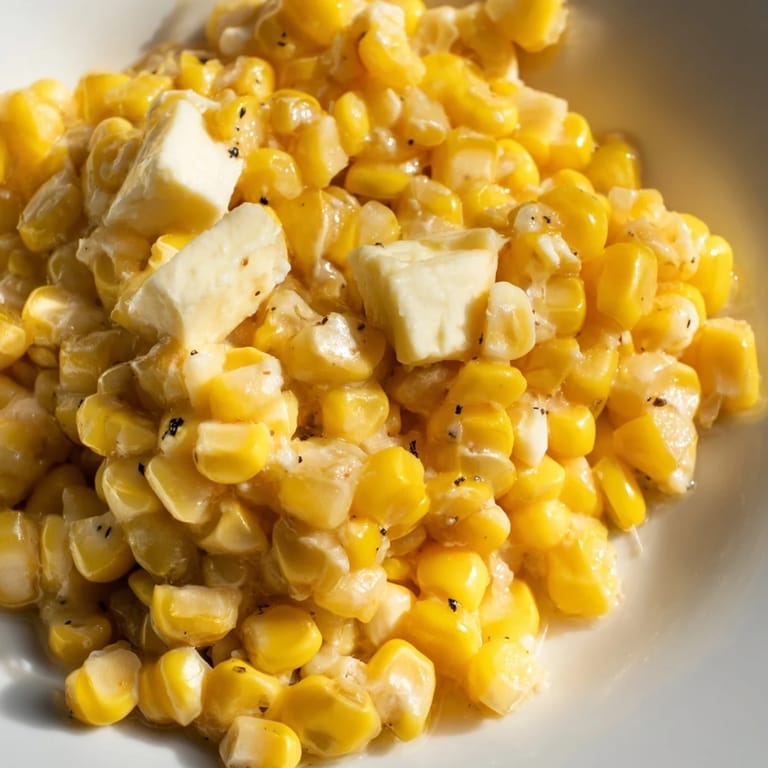 Close-up of skillet showing rich, sweet Honey Butter Skillet Corn ready to enjoy.