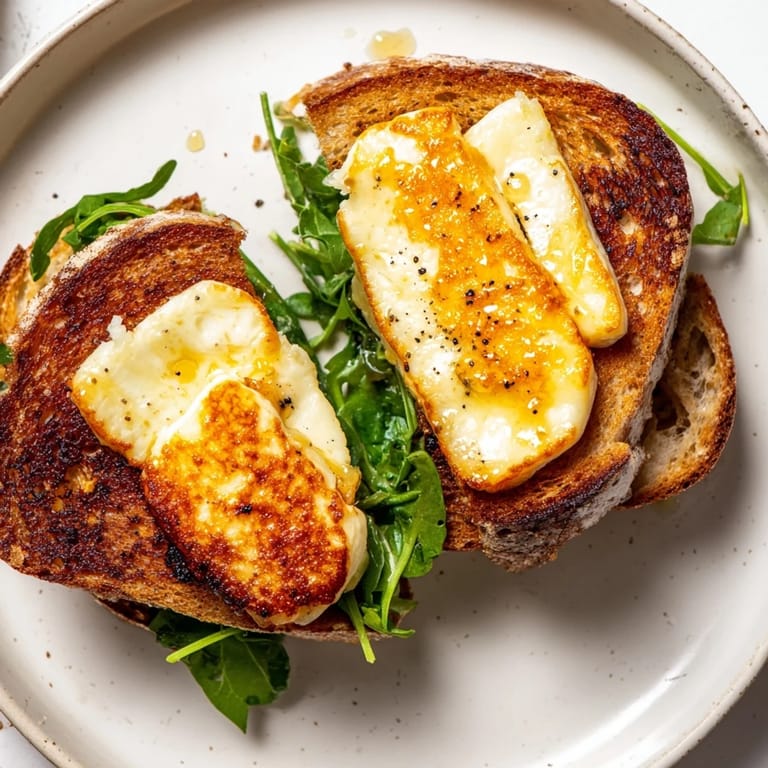 Melted halloumi and toasted bread make this Crispy Halloumi Grilled Cheese a fantastic vegetarian meal.