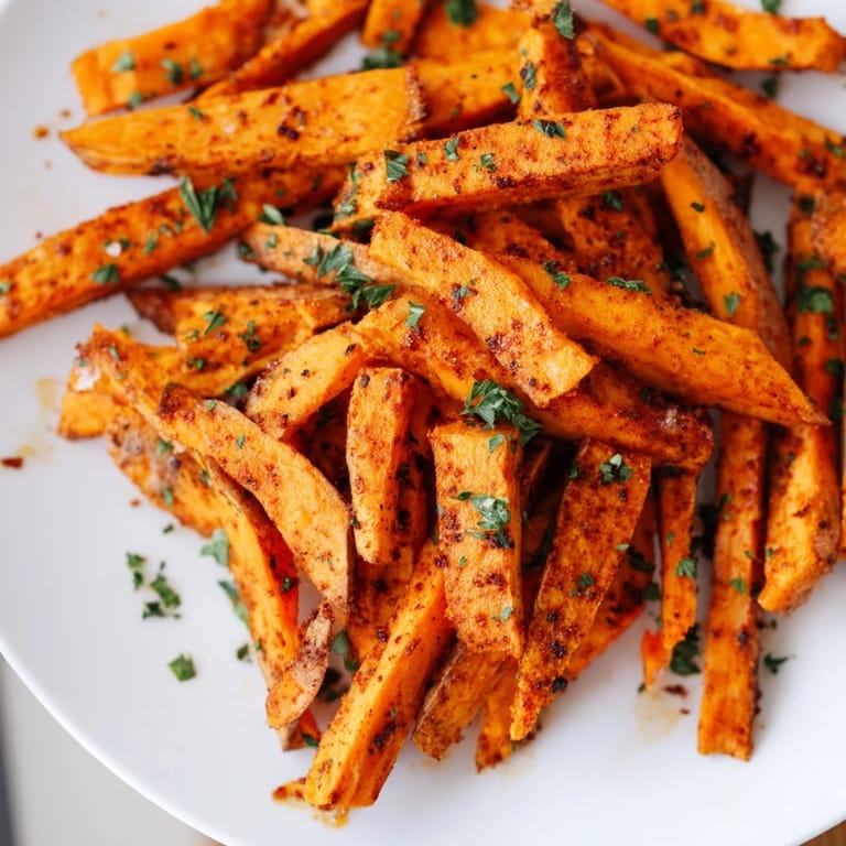 Air-fried Cajun Spiced Sweet Potato Fries, a flavorful side dish with a spicy kick, perfect for dipping.