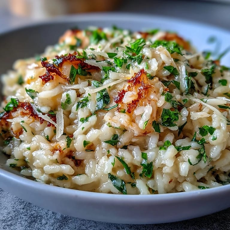 Spoon lifting a rich portion of Smoked Haddock Risotto, revealing the velvety texture of Arborio rice and melted Parmesan cheese.