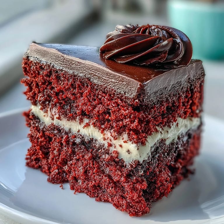 Red Betty Boop Heart Cake with glossy dark chocolate silhouette and red sugar pearls, ready to serve at parties.
