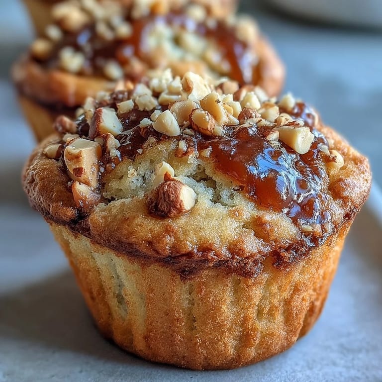 A cross-section view of a Peanut Butter and Guava Muffin reveals the pink guava preserves and crumbly texture.