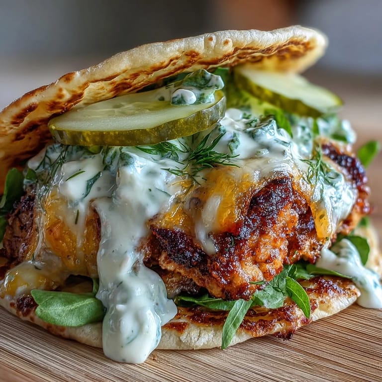 Served family-style, these Dill Pickle Ranch Smash Chicken Tacos showcase juicy chicken and crunchy cheese shells on a wooden platter.