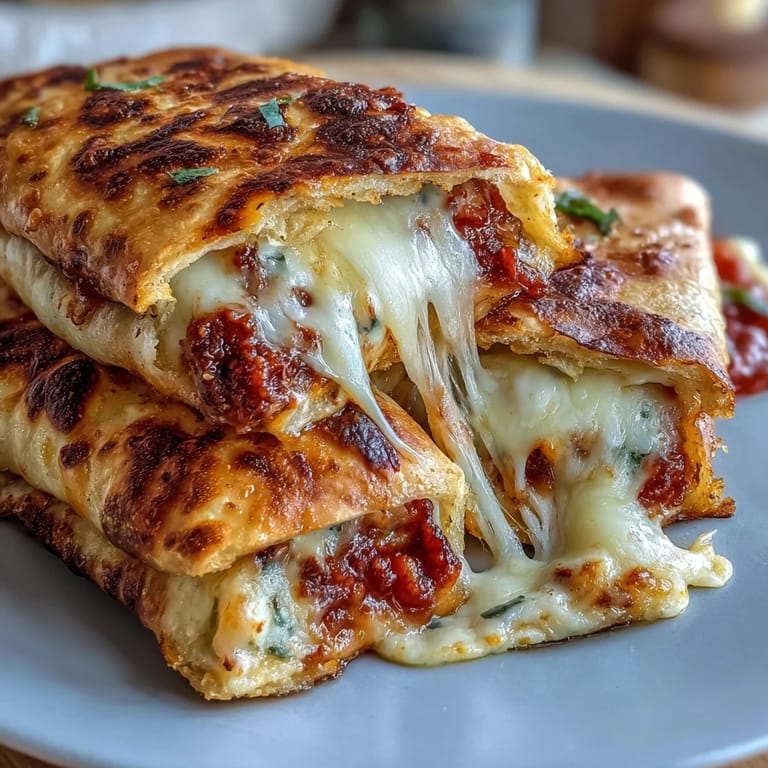 Savory, cheesy pizza hot pockets made with protein-rich dough, perfect for meal prep or a quick, guilt-free lunch.  