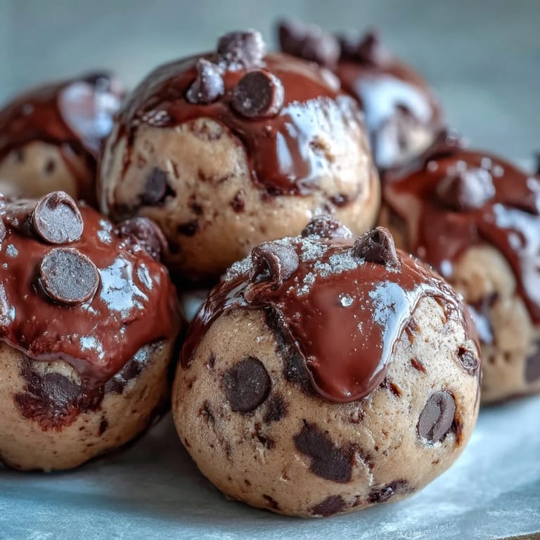 Protein-packed chickpea cookie dough bites studded with rich dark chocolate chips, perfect for guilt-free snacking.