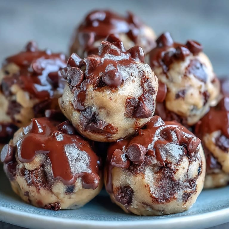 Wholesome, no-bake vegan chickpea cookie dough bites with decadent dark chocolate chips, ideal for dessert or on-the-go.