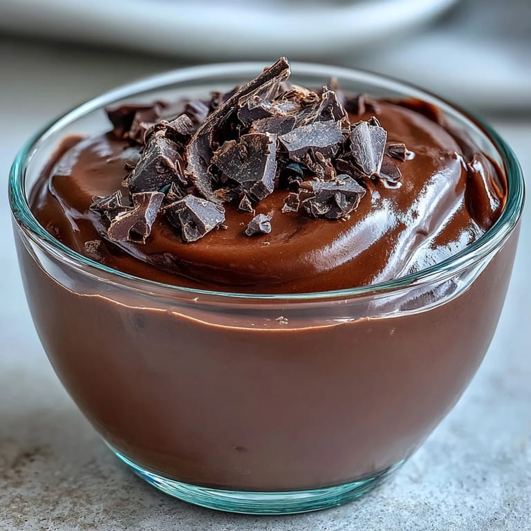 Creamy chocolate mousse cups made with cottage cheese and Greek yogurt, topped with fresh berries and dark chocolate shavings.  