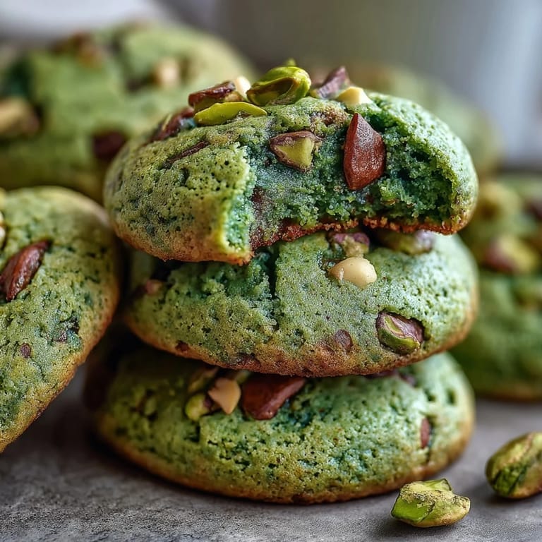 Festive green pistachio cookies with real nuts and vanilla, offering a soft texture and nutty flavor for your St. Patrick's Day dessert table.