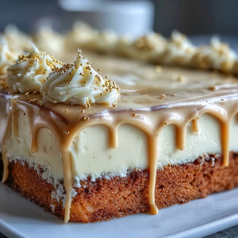 Elegant sheet cake with shimmering gold drip and fondant graduation cap centerpiece.
