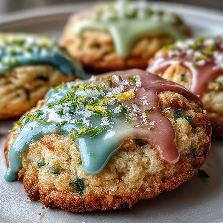 Spring-inspired lemon sugar cookies glazed in pastel hues, delivering a tender bite with zesty flavor.