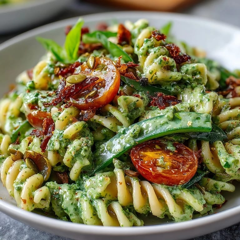 A visually stunning Green Goddess Pasta Salad, ready for a delicious picnic lunch.