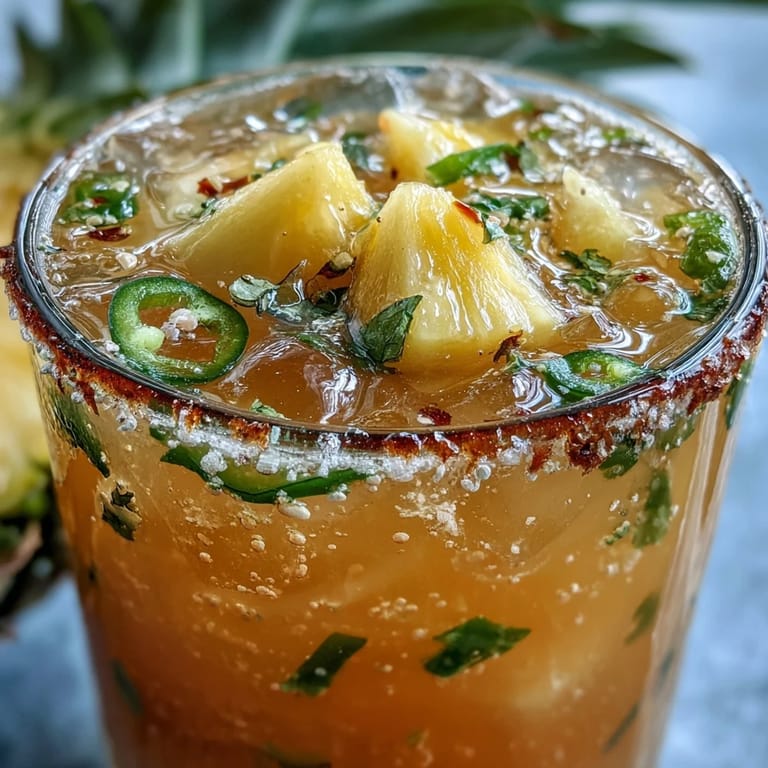 Refreshing Mexican agua fresca blending sweet pineapple and jalapeño for a bright, tangy summer drink.  