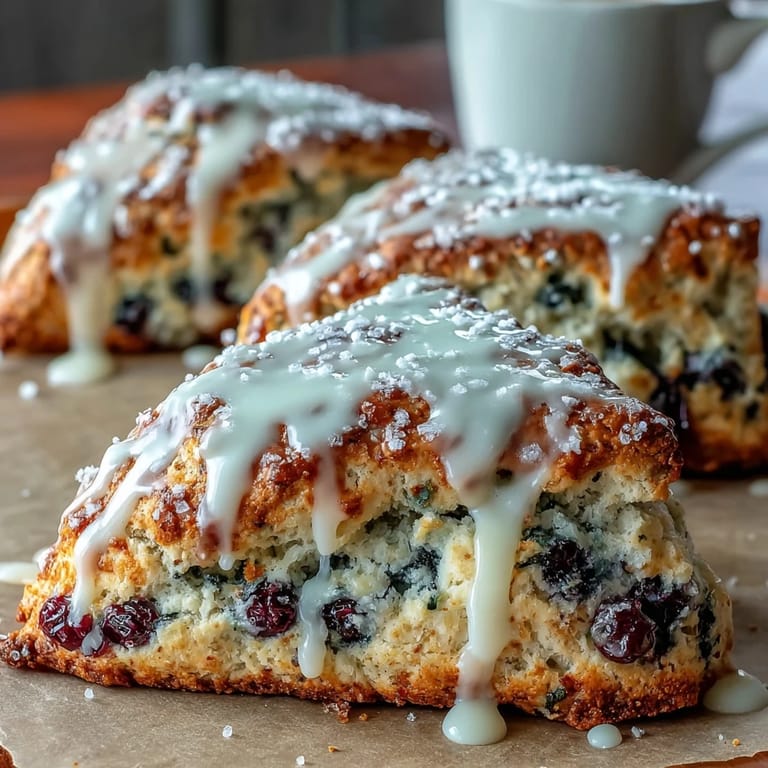 Delicious Lemon Blueberry Scones, perfect for a delightful breakfast treat with a citrus finish.