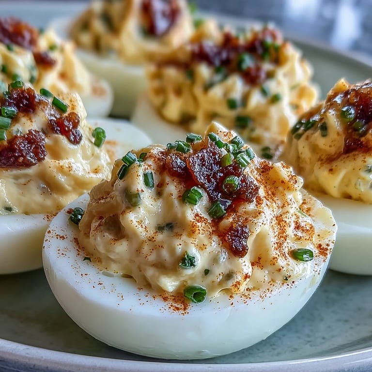 Tangy sweet pickle relish deviled eggs, a flavorful American classic bite.