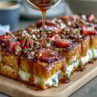 Spring Brunch Strawberry French Toast Bake with fresh berries and golden brioche, perfect for a festive morning gathering.